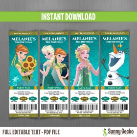 Frozen Fever Birthday Ticket Invitations